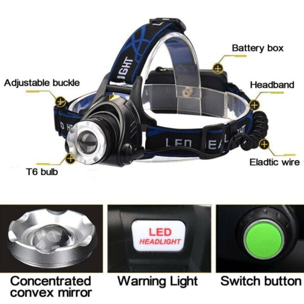 كشاف راس للصيد LED Headlamp T6