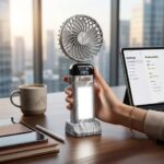 مروحة يد 5 سرعات بالطاقة الشمسية - Solar-powered handheld 1 مروحة يد 5 سرعات بالطاقة الشمسية4