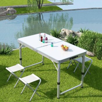 طقم ترابيزة تخييم ب 4 كراسي قابل للطي - Foldable camping table and 4-chair set