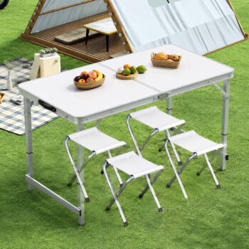 طقم ترابيزة تخييم ب 4 كراسي قابل للطي - Foldable camping table and 4-chair set