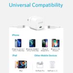 شاحن بمنفذ USB متوافق مع آيفون 14 و13 و12 و11 وXS وXR و8 و7 و6 وآيباد، بمنفذ واحد، 20 واط، شحن سريع ونقل بيانات
