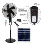 مروحة ستاند شحن شمسية متعددة السرعات مع لوح طاقة وريموت كنترول – Solar Rechargeable Stand Fan18