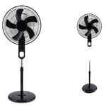 مروحة ستاند شحن شمسية متعددة السرعات مع لوح طاقة وريموت كنترول – Solar Rechargeable Stand Fan18