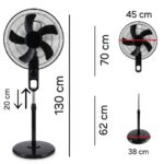 مروحة ستاند شحن شمسية متعددة السرعات مع لوح طاقة وريموت كنترول – Solar Rechargeable Stand Fan18